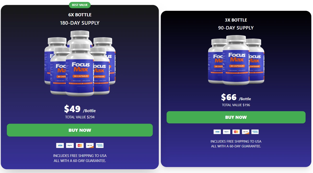 Focusmax supplement package deals and official order options